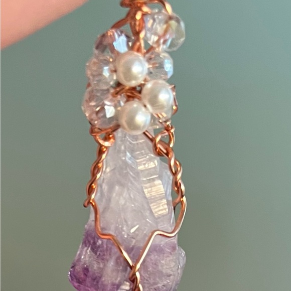 Elegant Amethyst quartz Crystal point Pendant Necklace! - Picture 4 of 6